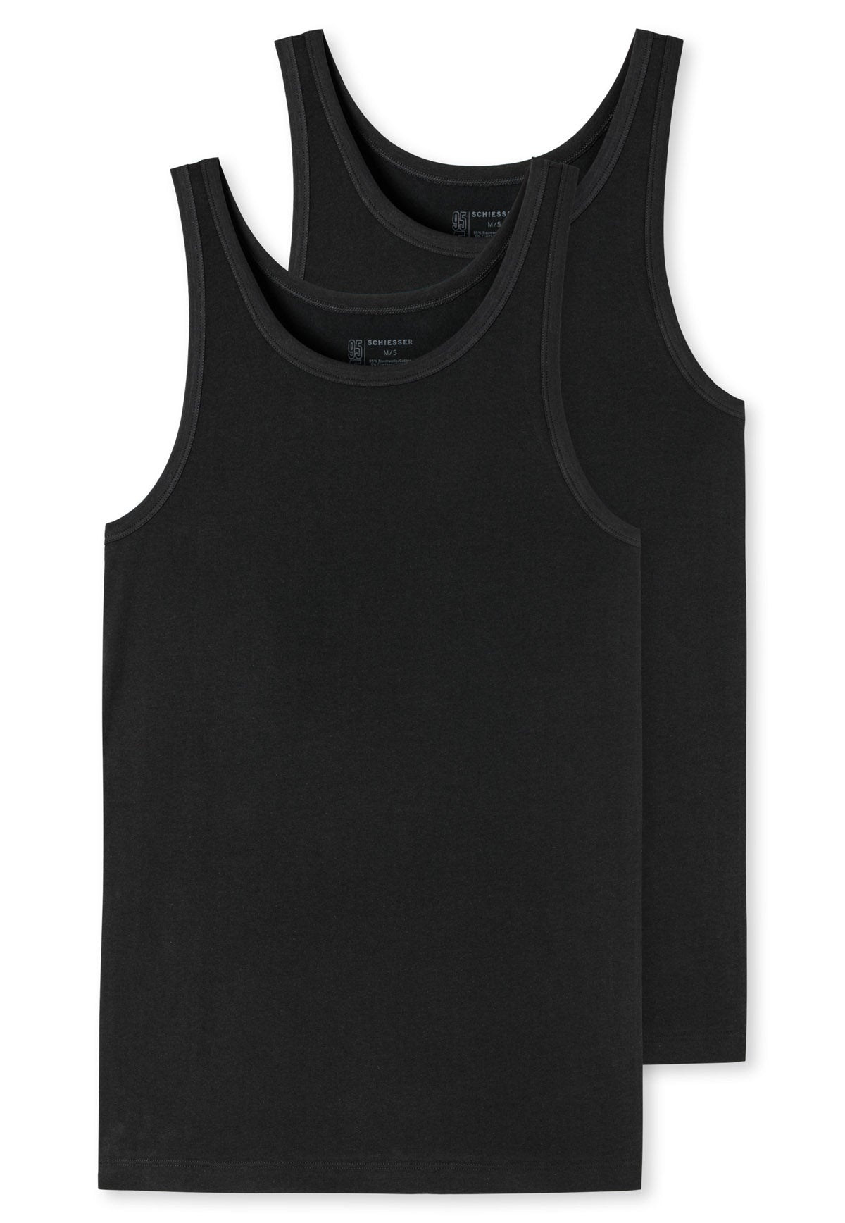 SCHIESSER Herren Unterhemd 2er Pack - Serie "95/5", Rundhals, S-4XL