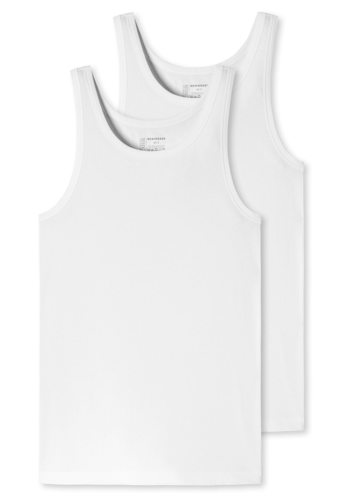 SCHIESSER Herren Unterhemd 2er Pack - Serie "95/5", Rundhals, S-4XL