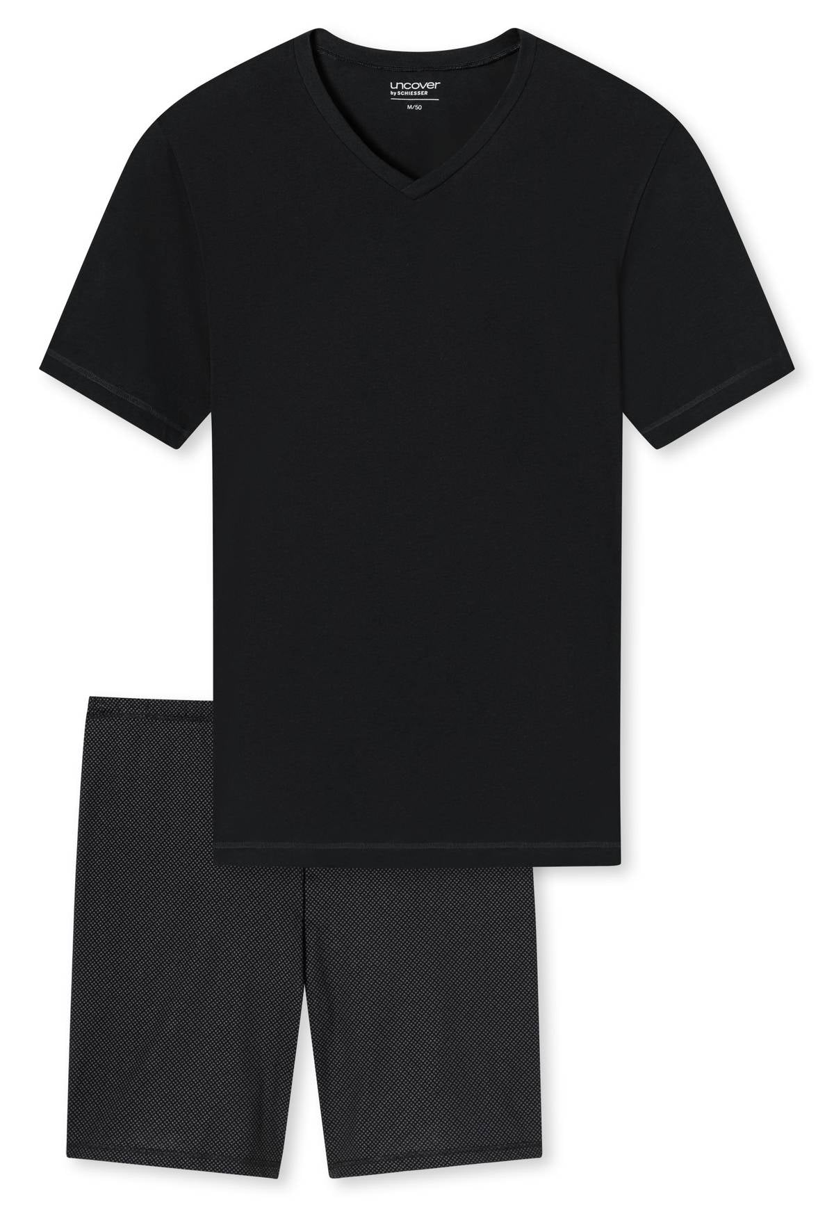 UNCOVER by SCHIESSER Men's Pajamas 2-Piece Set - Shorty, Short, V-Neck, Cotton, uni/patterned