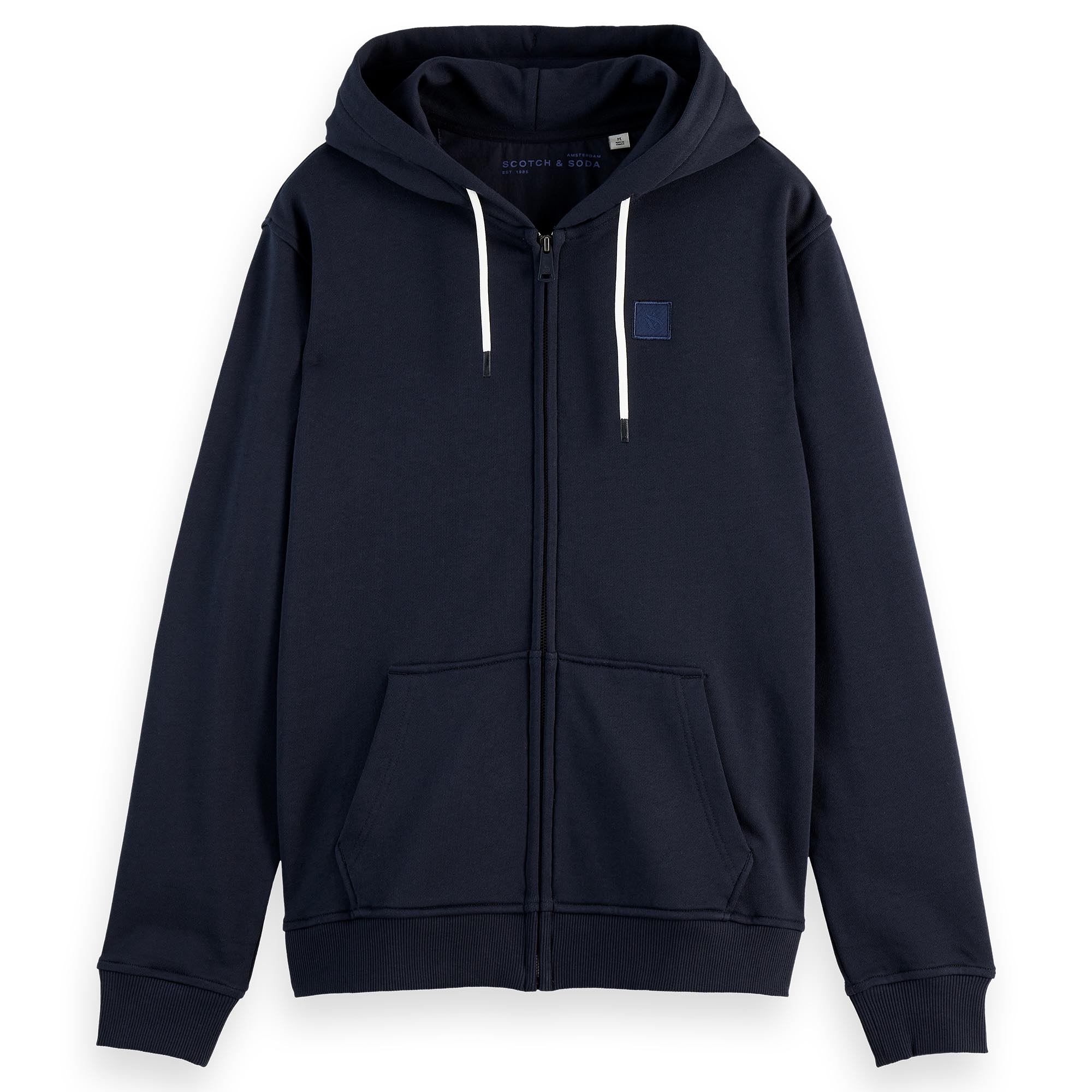 SCOTCH&SODA Men's sweat jacket - Essential Logo Badge Zip-Through, hood, logo, cotton