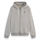 SCOTCH&SODA Herren Sweatjacke -  Essential Logo Badge Zip-Through, Kapuze, Logo, Baumwolle