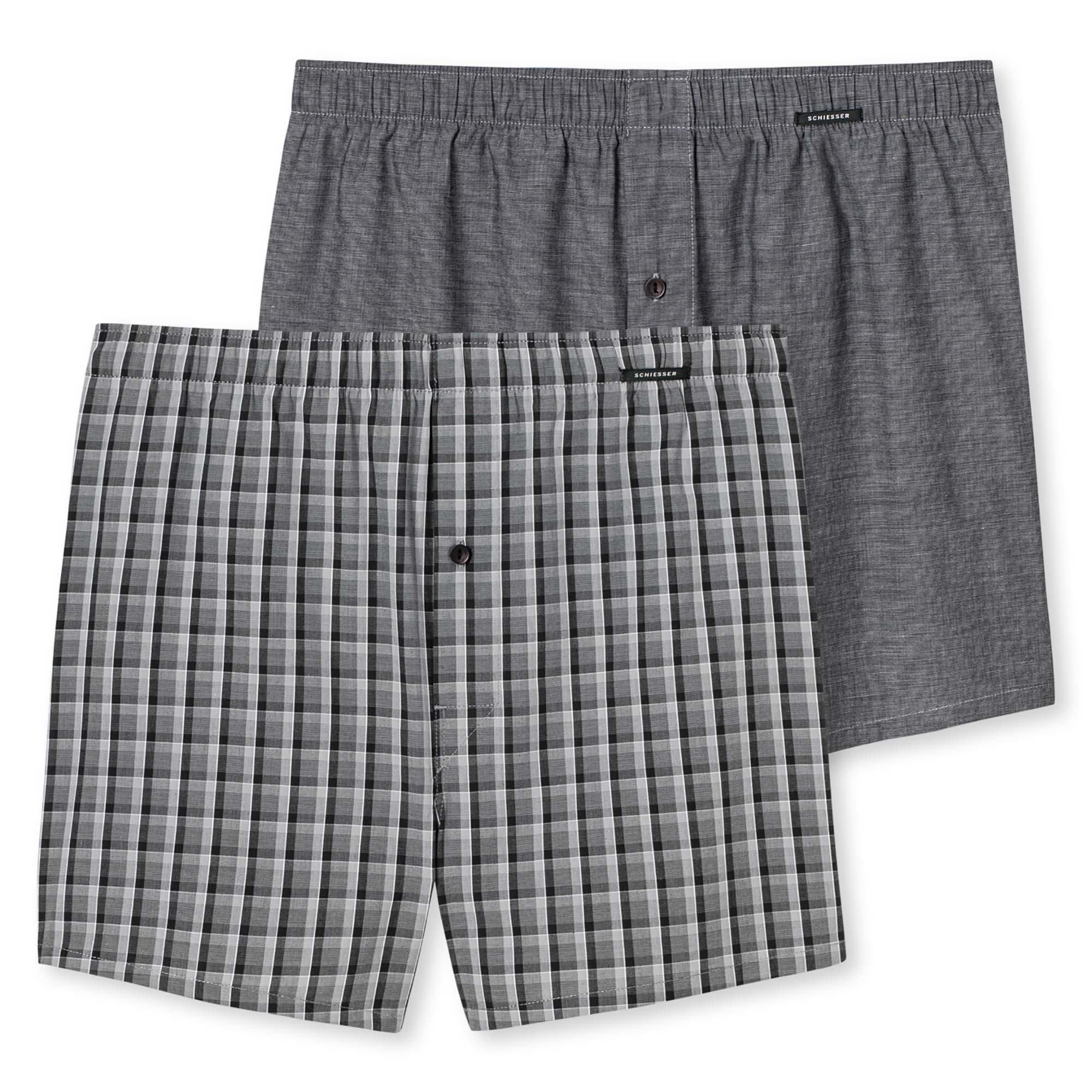 SCHIESSER men's woven boxer shorts, 2-pack - pants, cotton