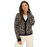 ONLY Damen Strickjacke - ONLLEO V-NECK CARDIGAN, Viskose-Mischung, Leoparden-Print – 3/7