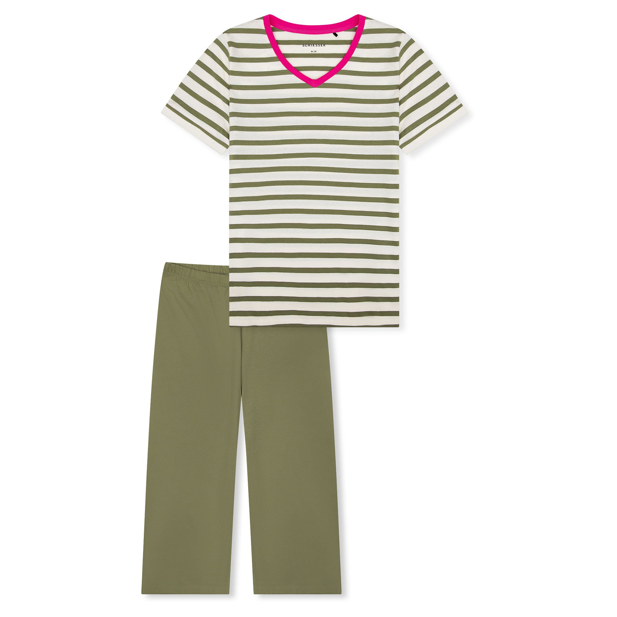 SCHIESSER women's pyjama set - nightwear, 3/4 short sleeves, pyjamas, pattern, cotton