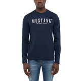 MUSTANG Herren Langarmshirt - Asheville, Rundhals, Regular Fit, Logo, Baumwolle – 3/4