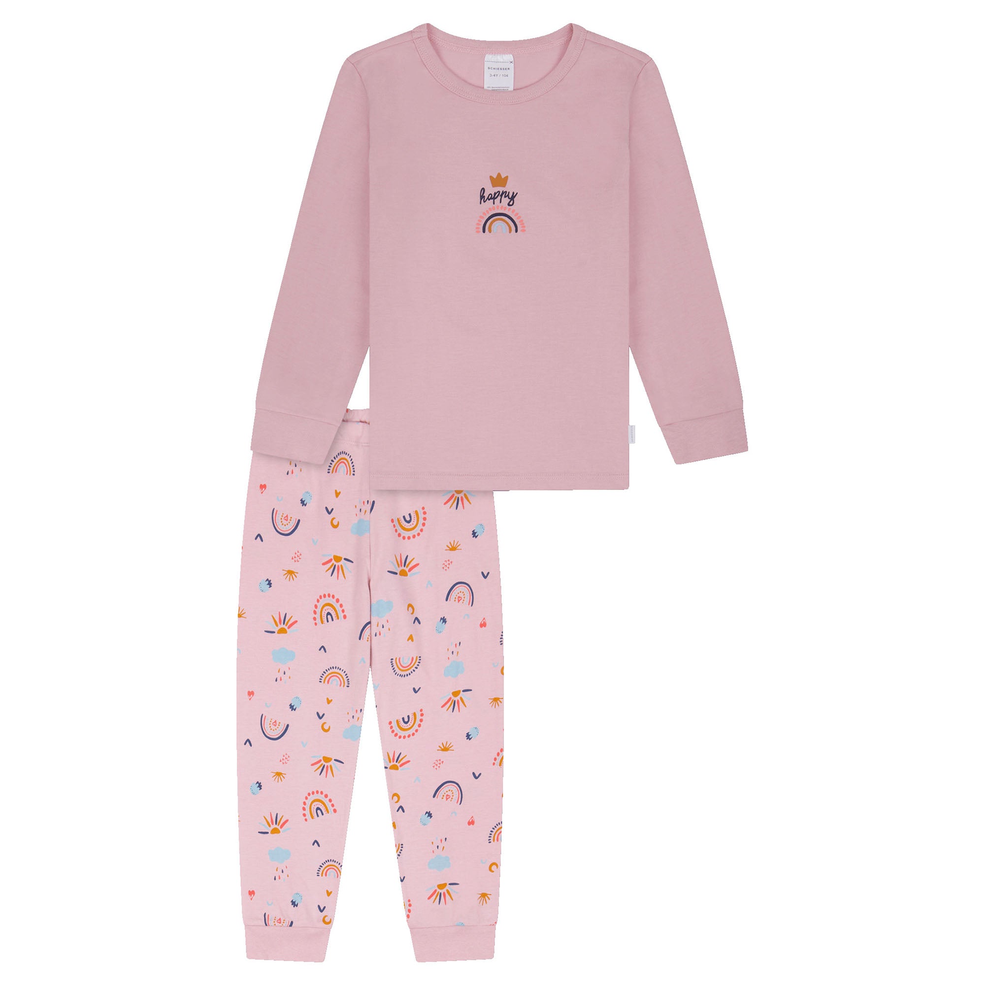 SCHIESSER Mädchen Schlafanzug, lang - Kids, Bündchen, Baumwolle, Print