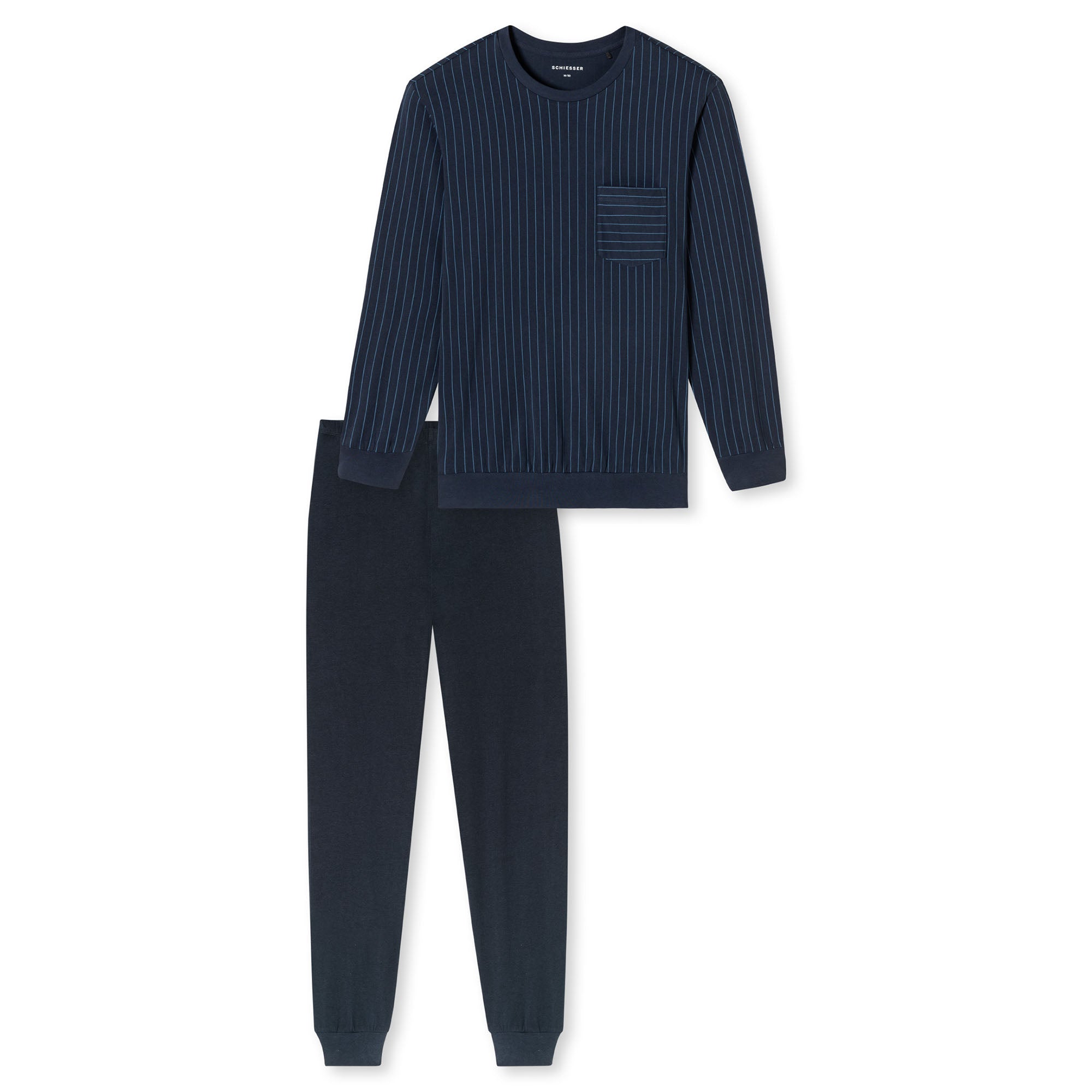 SCHIESSER men's pajamas, long - Comfort Essentials, cotton, round neck