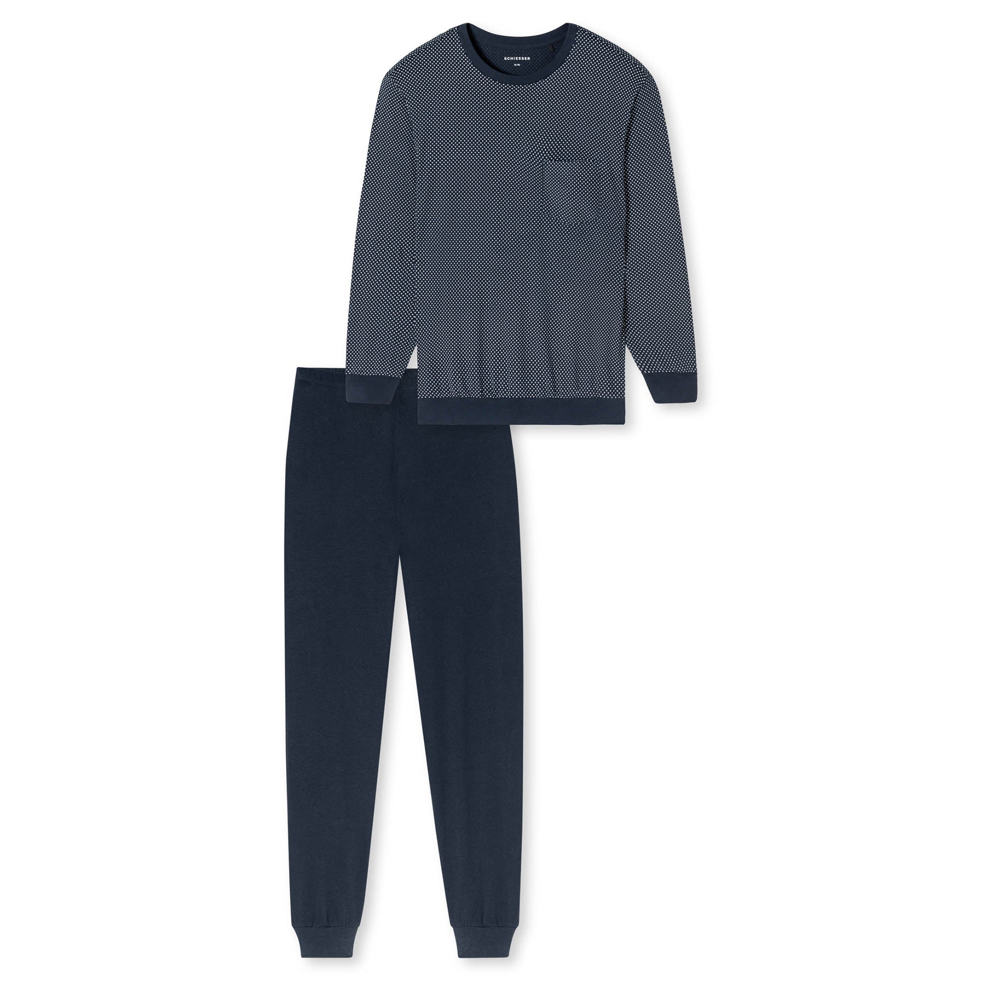 SCHIESSER men's pajamas, long - Comfort Essentials, cotton, round neck