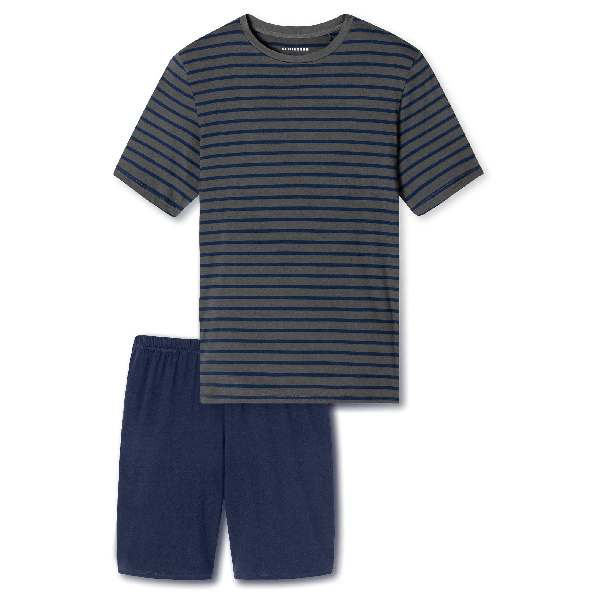 SCHIESSER Herren Schlafanzug, kurz - Casual Essentials, Rundhals, Baumwolle