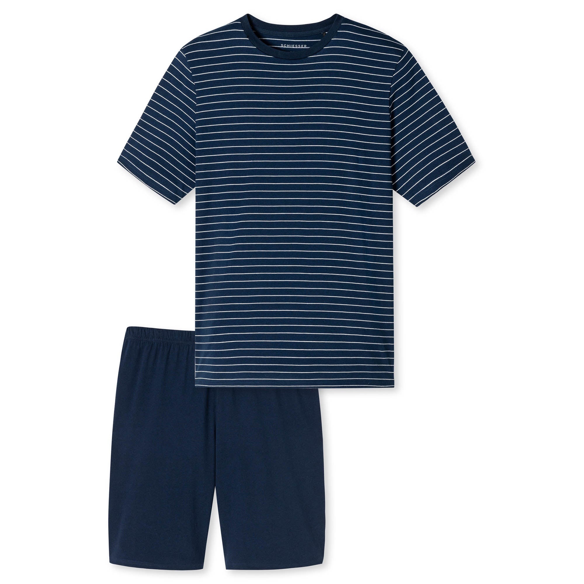SCHIESSER Herren Schlafanzug, kurz - Casual Essentials, Rundhals, Baumwolle
