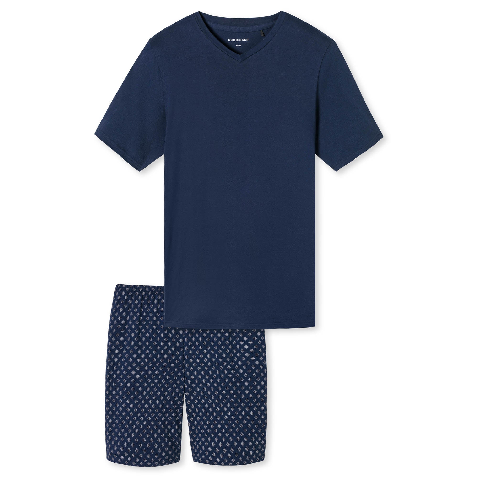 SCHIESSER men's pyjamas, short - Casual Essentials, V-neck, cotton