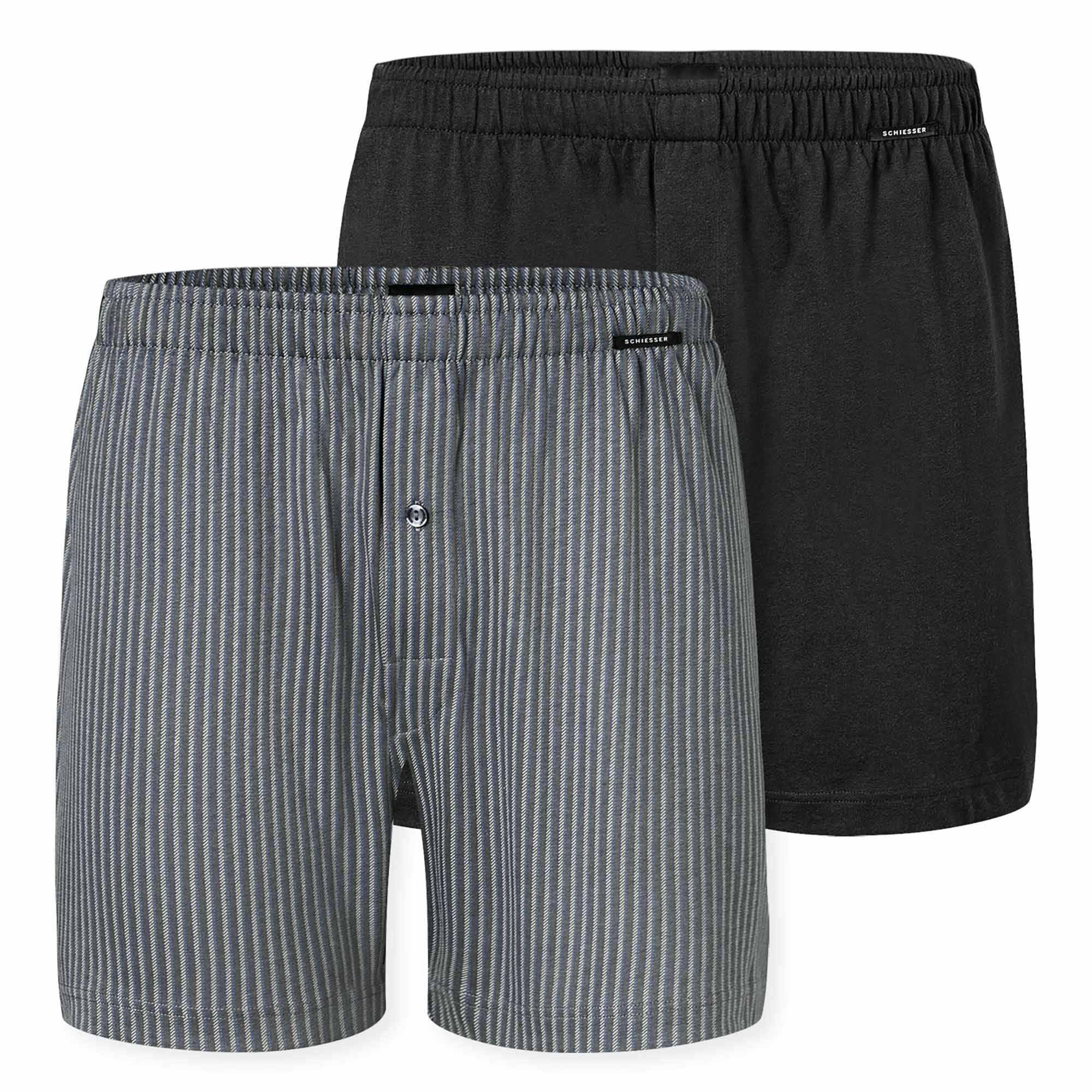 SCHIESSER Herren Jersey-Boxershorts, 2er Pack - 2Pack Boxershorts, Baumwolle, einfarbig