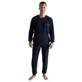 GÖTZBURG Herren Schlafanzug - Valencia, lang, Frottee, Rundhals, Bündchen, Pyjama – 3/4
