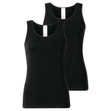 SCHIESSER women's tops, 2-pack - 2-pack tank tops, undershirt, stretch cotton, solid colour