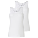 SCHIESSER women's tops, 2-pack - 2-pack tank tops, undershirt, stretch cotton, solid colour