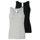 SCHIESSER women's tops, 2-pack - 2-pack tank tops, undershirt, stretch cotton, solid colour