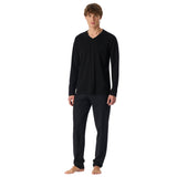 UNCOVER by SCHIESSER Men's Pajamas 2-Piece Set - long, V-Neck, Cotton, patterned – 4/6