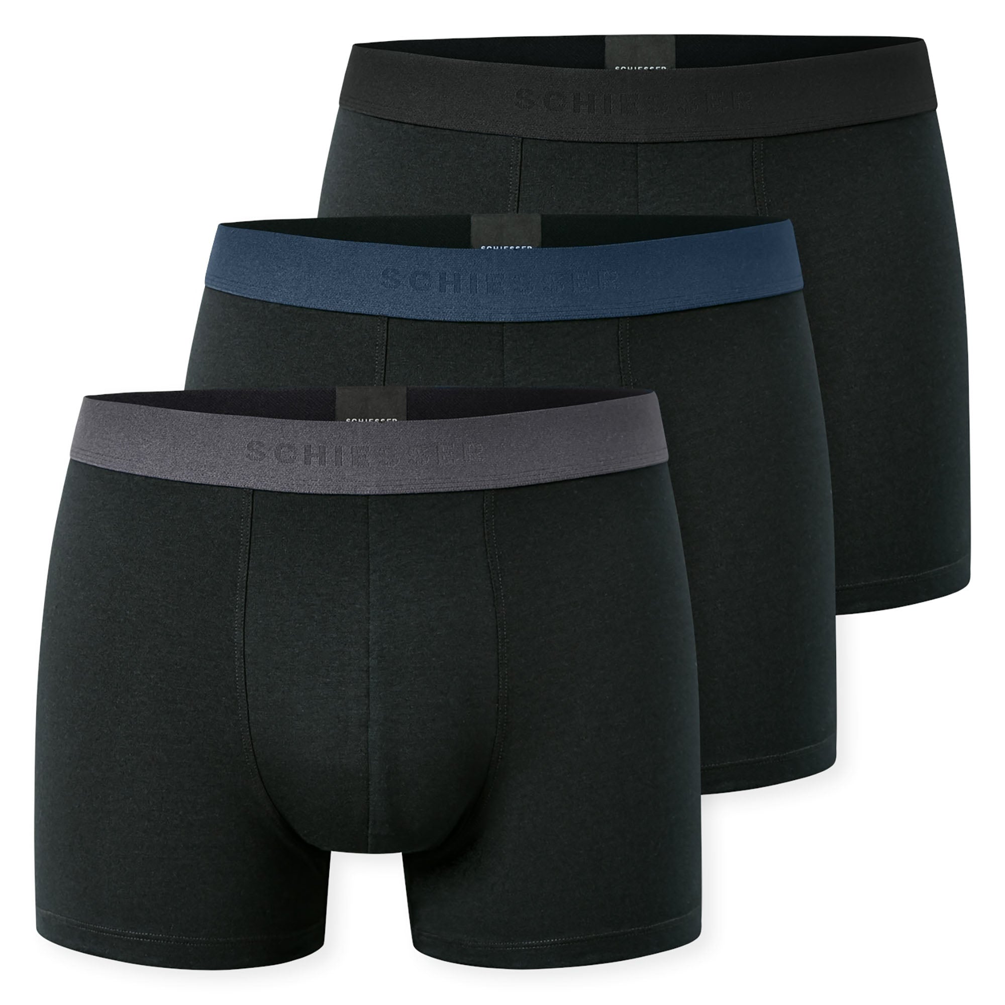 SCHIESSER Herren Boxershorts, 3er Pack - "95/5", Trunks, Cotton Stretch, Logobund