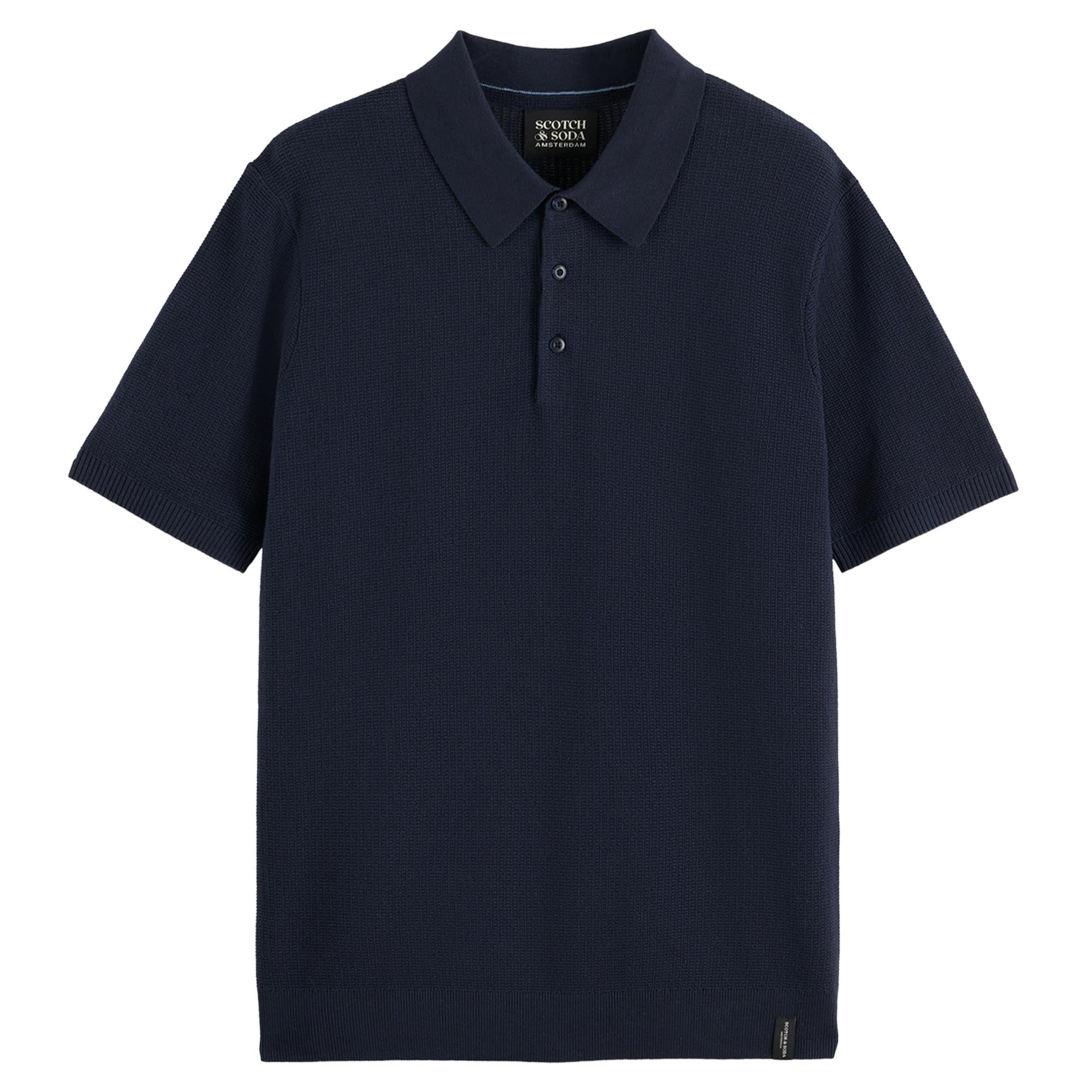 SCOTCH&SODA Herren Poloshirt - Core Structured Knitted Regular Fit Polo, Kurzarm, Struktur, Knopfleiste, Baumwolle