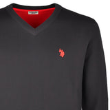 U.S. POLO ASSN. Herren Strickpullover - V-Neck, Logo, Baumwolle, einfarbig – 2/3
