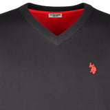 U.S. POLO ASSN. Herren Strickpullover - V-Neck, Logo, Baumwolle, einfarbig – 3/3