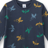 Sanetta Boys Pyjamas, Long – Kids, Dragons, Single Velour, Cotton – 2/2