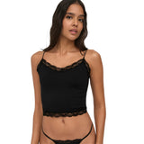 ONLY Damen Cropped-Top - ONLVICKY LACE SEAMLESS CROPPED TOP, Trägertop, Spitze – 9/10