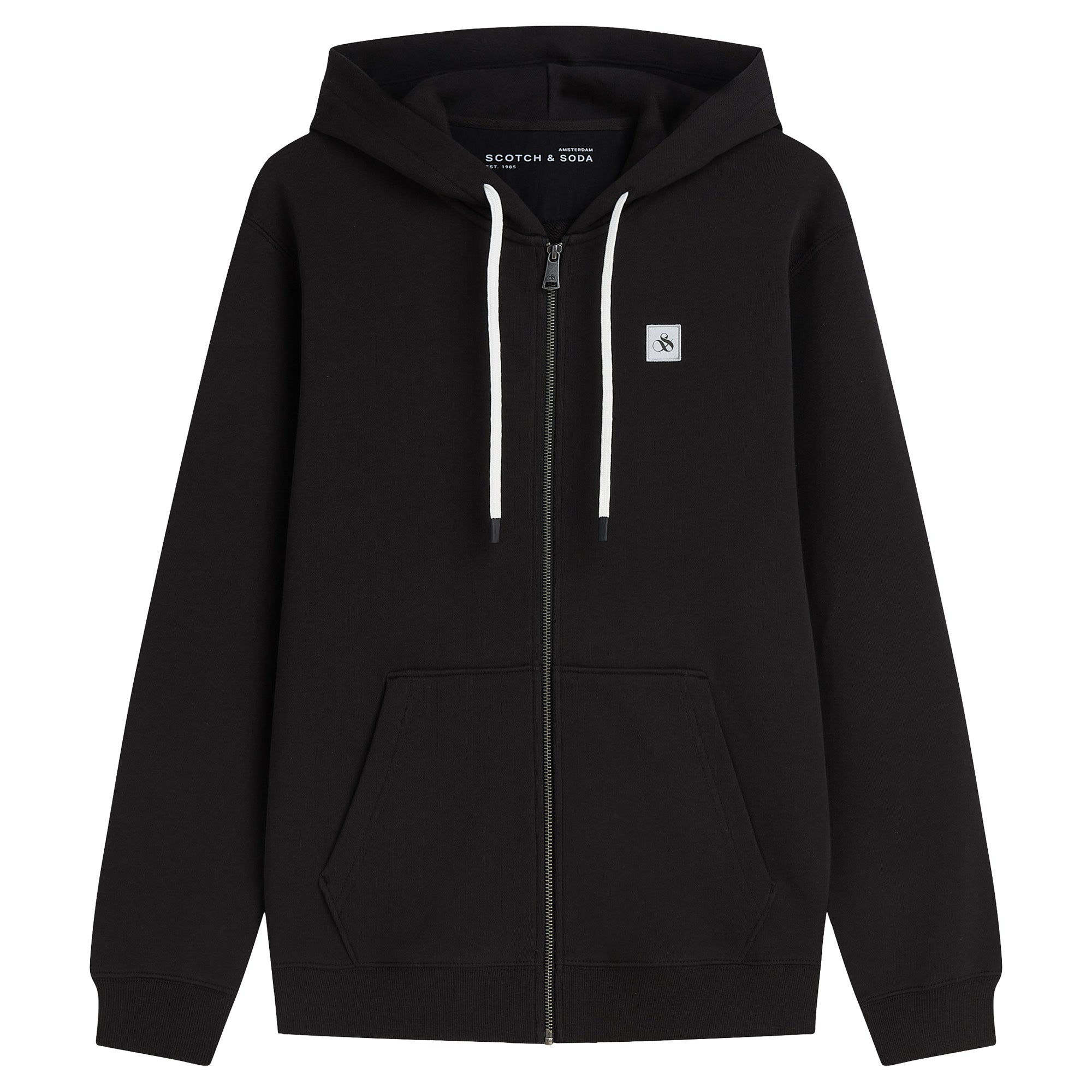 SCOTCH&SODA Men's sweat jacket - Essential Logo Badge Zip-Through, hood, logo, cotton