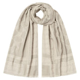 JOOP! Damen Schal - Webschal, Cornflower, Logo, Jacquard, Bicolor – 2/3