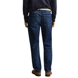 GANT Herren Jeans - Regular Fit, Komfortstretch, Indigio-Waschung, Five-Pocket, Länge 32 – 3/4