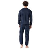 hajo Men’s Long Pyjamas - Klima-Komfort, V-Neck, Cuffs, Stripes, Cotton Blend – 4/4