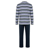hajo Men’s Long Pyjamas - Klima-Light, Long, V-Neck, Striped, Cotton Blend – 2/4