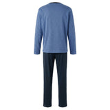 hajo Herren Schlafanzug lang - Klima-Light, lang, V-Neck, gemustert, Baumwollmix – 2/4