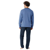 hajo Herren Schlafanzug lang - Klima-Light, lang, V-Neck, gemustert, Baumwollmix – 4/4