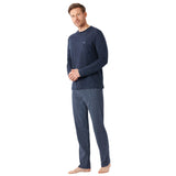 hajo Herren Schlafanzug lang - Premium Cotton, Baumwolle, Rundhals, Allover-Print – 3/4