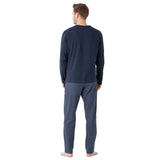 hajo Herren Schlafanzug lang - Premium Cotton, Baumwolle, Rundhals, Allover-Print – 4/4