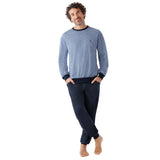 hajo Herren Schlafanzug lang - Premium Cotton, Baumwolle, Rundhals, Allover-Print, Bündchen – 3/4
