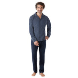 hajo Men’s Long Pyjamas - Premium Cotton, Cotton, Lapel Collar, All-Over Print – 3/4