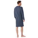 hajo Herren Nachthemd langarm - Premium Cotton, Baumwolle, V-Ausschnitt, Allover-Print – 4/4
