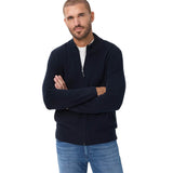 Brax Men’s Knit Cardigan with Stand-Up Collar - John, Cotton-Wool Blend, Textured Knit – 4/8