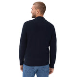 Brax Men’s Knit Cardigan with Stand-Up Collar - John, Cotton-Wool Blend, Textured Knit – 5/8