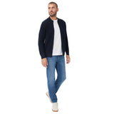 Brax Men’s Knit Cardigan with Stand-Up Collar - John, Cotton-Wool Blend, Textured Knit – 8/8