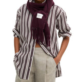 Marc O'Polo Women’s Scarf - woven wool scarf, twill, long fringes, approx. 30 x 190 cm – 4/4