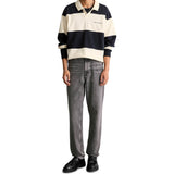 Marc O'Polo Denim Men’s Polo Sweatshirt - Sweat Troyer, Block Stripes, Cotton, Relaxed Fit – 5/5
