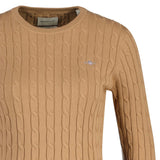 GANT Damen Pullover - STRETCH COTTON CABLE C-NECK, Rundhals, Zopfstrick, Logo – 2/7