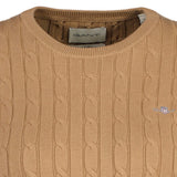 GANT Damen Pullover - STRETCH COTTON CABLE C-NECK, Rundhals, Zopfstrick, Logo – 3/7