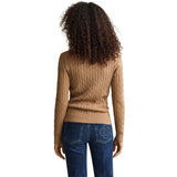 GANT Damen Pullover - STRETCH COTTON CABLE C-NECK, Rundhals, Zopfstrick, Logo – 5/7