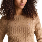 GANT Damen Pullover - STRETCH COTTON CABLE C-NECK, Rundhals, Zopfstrick, Logo – 6/7