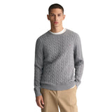 GANT Herren Stirckpullover - COTTON CABLE C-NECK, Zopfstrick, Rundhals, Baumwolle – 2/5