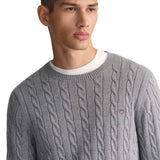 GANT Herren Stirckpullover - COTTON CABLE C-NECK, Zopfstrick, Rundhals, Baumwolle – 4/5